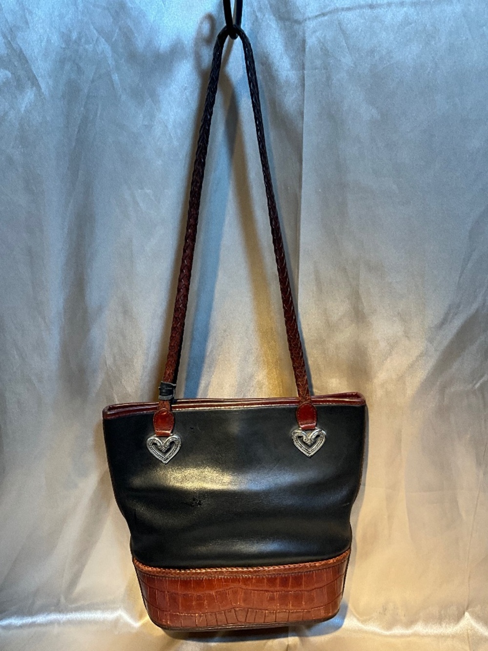 Brighton vintage black and brown leather tote bags .  A2d